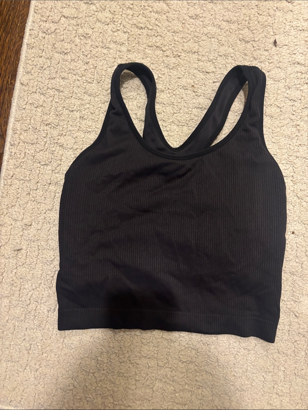 Black Ribbed Workout Top